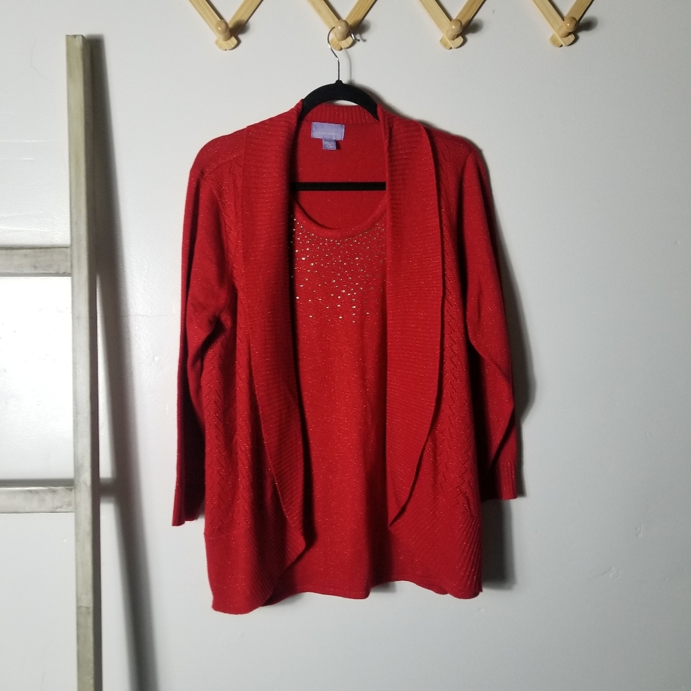 LAURA SCOTT WOMEN'S SWEATER WITH ATTACHED CARDIGAN SIZE XL